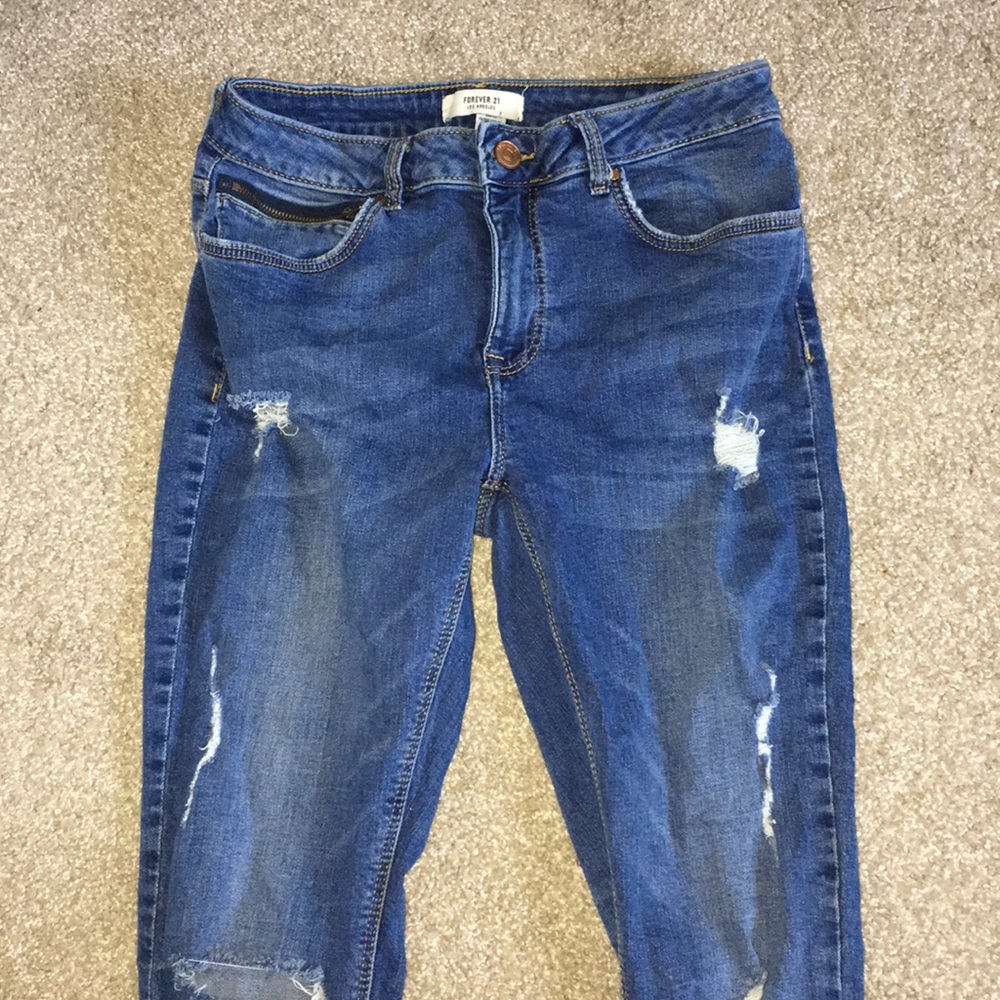 Ripped blue jeans